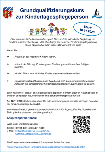 Grundqualifikationskurs zur Kindertagespflegeperson für den Landkreis Landsberg